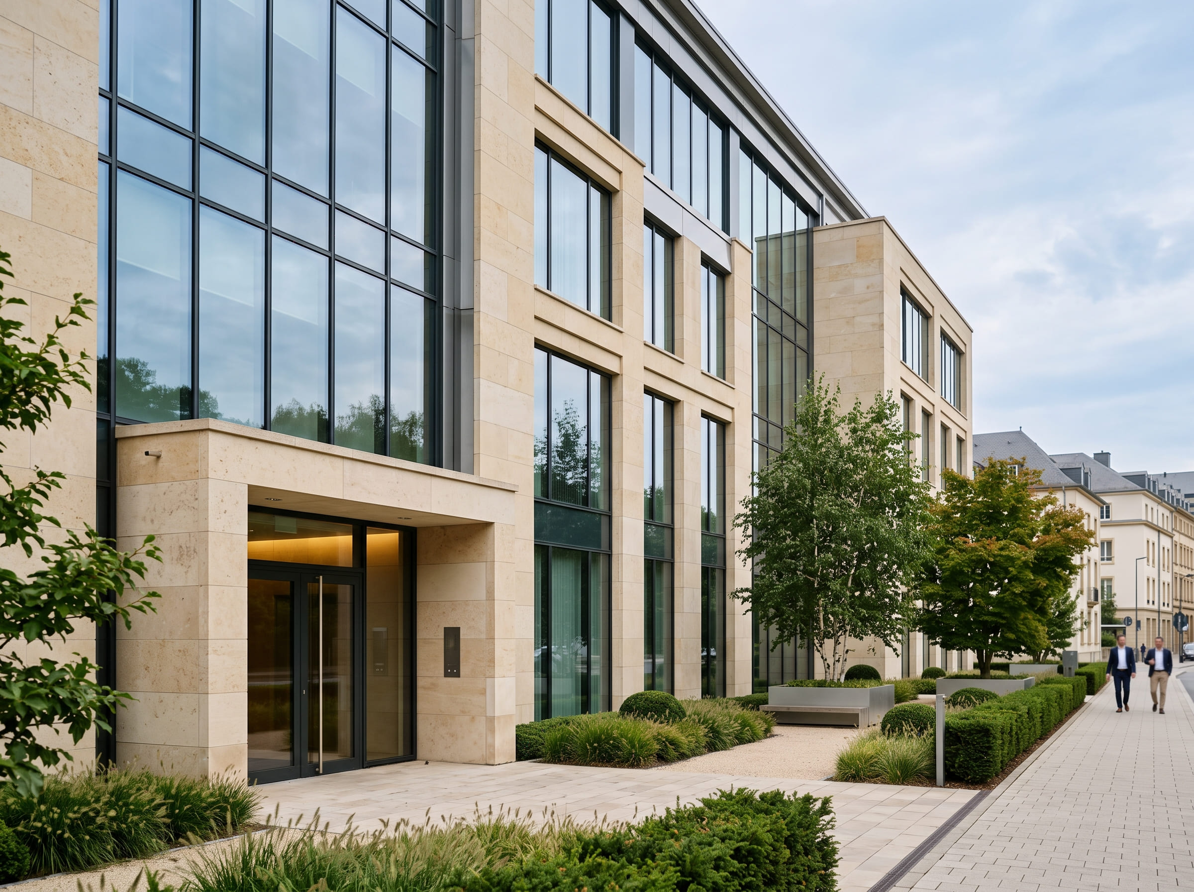 Architecture contemporaine illustrant l’assurance vie luxembourgeoise